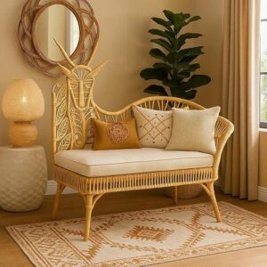 Cane Wood 2-Seater Sofa-